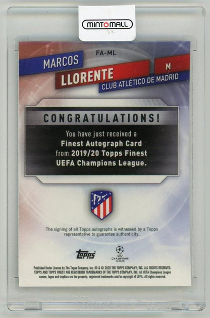 2019-20 Topps Finest UEFA Champions League Marcos Llorente Finest AutographsFA-ML Club Atletico De Madrid