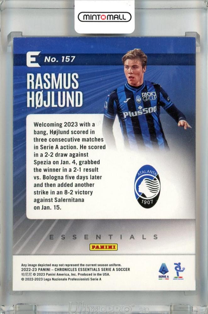 2022-23 Panini Chronicles Rasmus Hojlund Essentials Serie A Purple Astro #157 RC Atalanta BC
