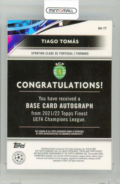 2021-22 Topps Finest UEFA Champions League Tiago Tomas AutographBA-TT Sporting Clube De Portugal