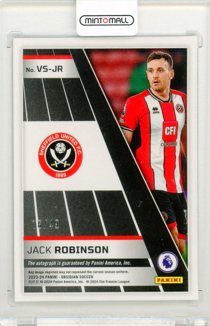 2023-24 Panini Obsidian Jack Robinson Volcanic Signatures Electric Etch Orange16/49 Sheffield United