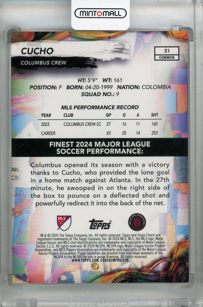 2024 Topps Finest MLS Cucho Common Gold Refractor #3173/75 Columbus Crew