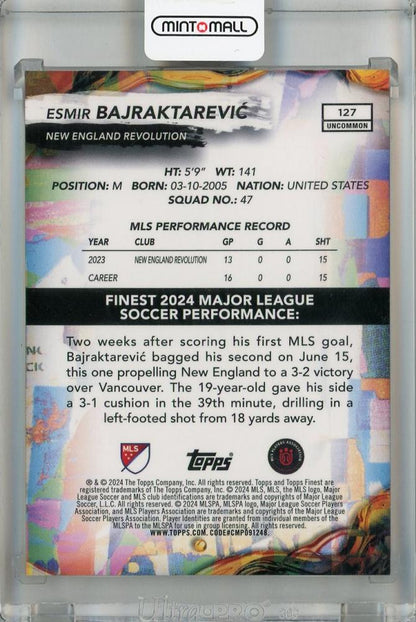 2024 Topps Finest MLS Esmir Bajraktarevic Uncommon Gold Refractor #12725/50 New England Revolution