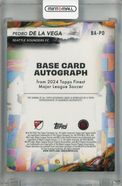 2024 Topps Finest MLS Pedro de la Vega Base Autographs #BA-PD RC Seattle Sounders FC