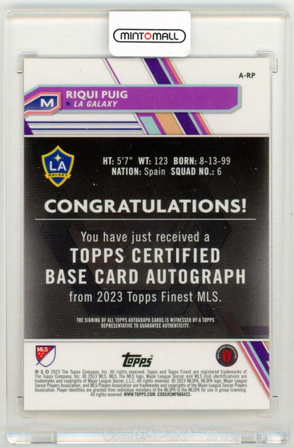 2023 Topps Finest MLS Riqui Puig Autograph Orange Refractor Parallel【6/25】 LA Galaxy