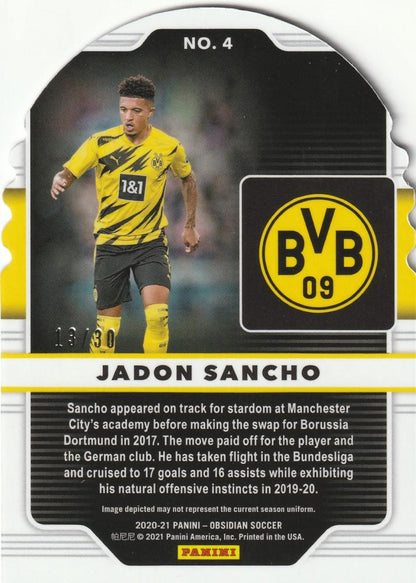 2020-21 Panini Obsidian Supernova Electric Etch Orange #4 Jadon Sancho trading card Serial 13/30