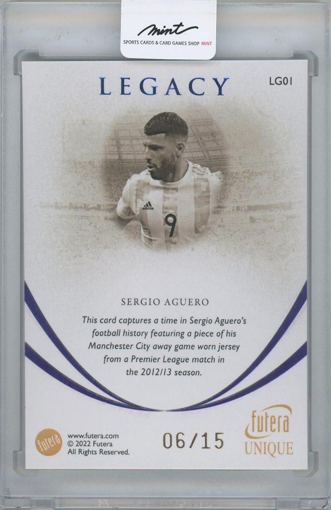 2022-23 FUTERA Unique World Football Legacy Memo Relics Sapphire / SERGIO AGUERO(Argentina) 06/15