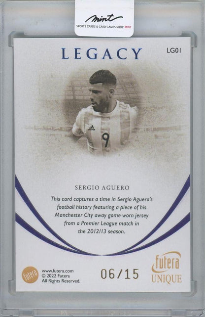 2022-23 FUTERA Unique World Football Legacy Memo Relics Sapphire / SERGIO AGUERO(Argentina) 06/15