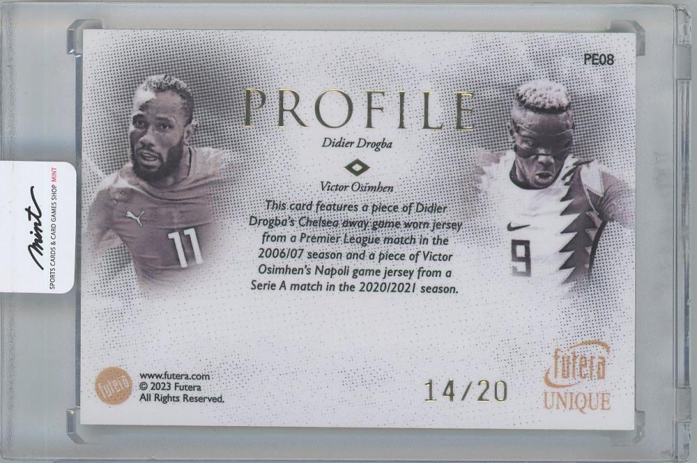 2023 FUTERA Unique World Football Profile Dual Relics / DIDIER DROGBA(Ivory Coast) & VICTOR OSIMHEN(Nigeria) 14/20