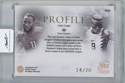 2023 FUTERA Unique World Football Profile Dual Relics / DIDIER DROGBA(Ivory Coast) & VICTOR OSIMHEN(Nigeria) 14/20
