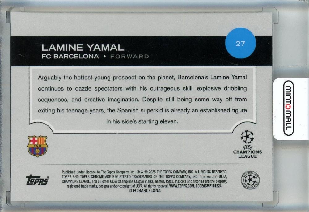 2024-25 Topps Chrome UEFA Club Competitions Lamine Yamal #27 FC Barcelona