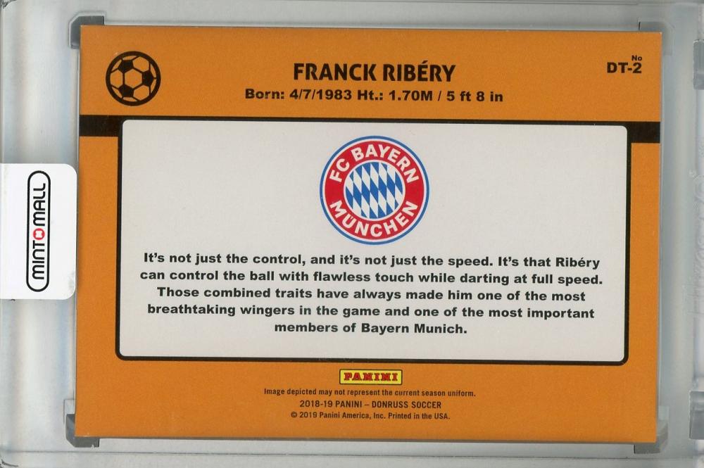2018-19 Donruss FC Bayern Munich Franck Ribery Tribute Gold parallel trading card numbered 60 out of 75