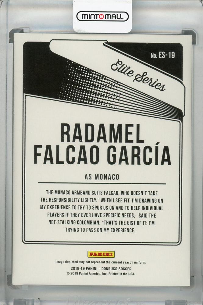 2018-19 Donruss AS Monaco Radamel Falcao Garcia Elite Series Gold Parallel card numbered 63 of 75