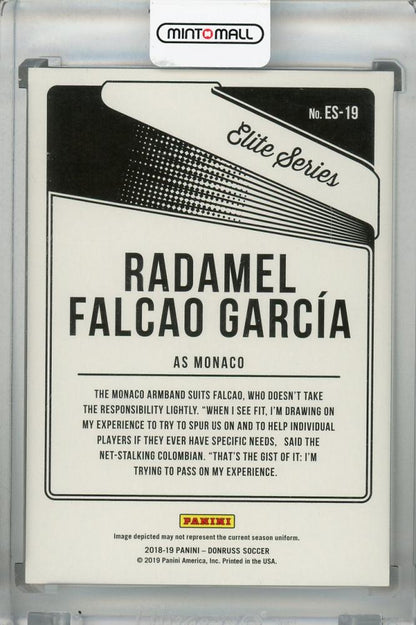 2018-19 Donruss AS Monaco Radamel Falcao Garcia Elite Series Gold Parallel card numbered 63 of 75