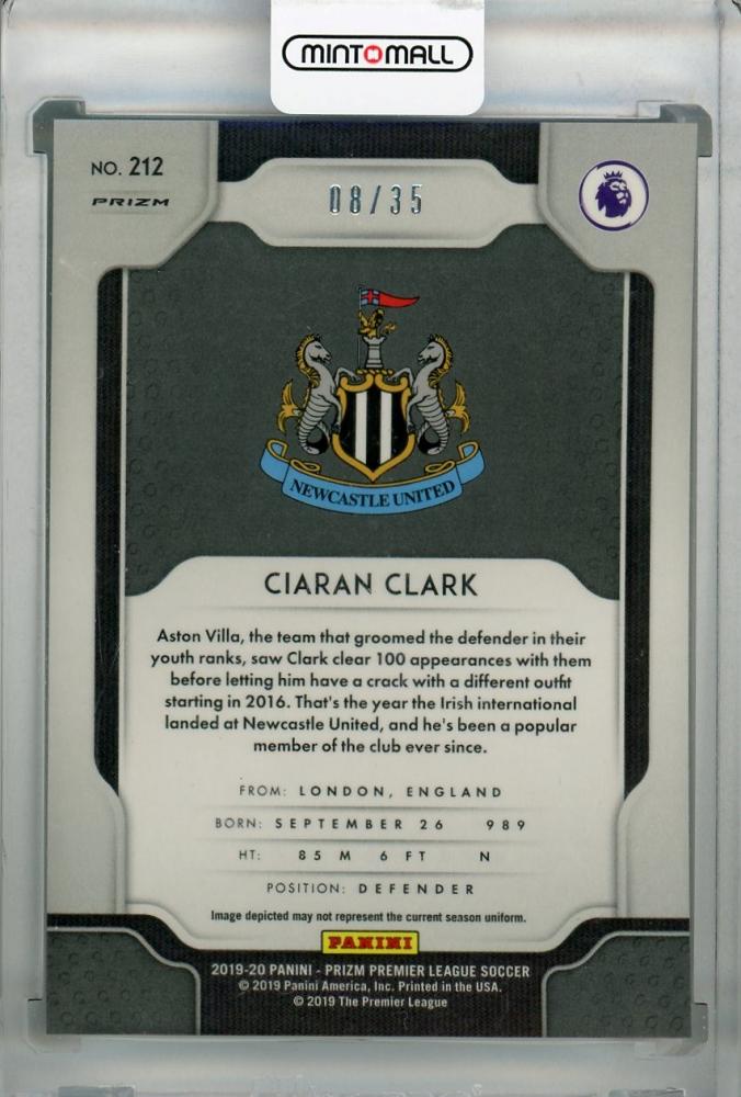 2019-20 Panini Prizm Premier League Breakaway Newcastle United Ciaran Clark Base Teal Parallel trading card 08 of 35