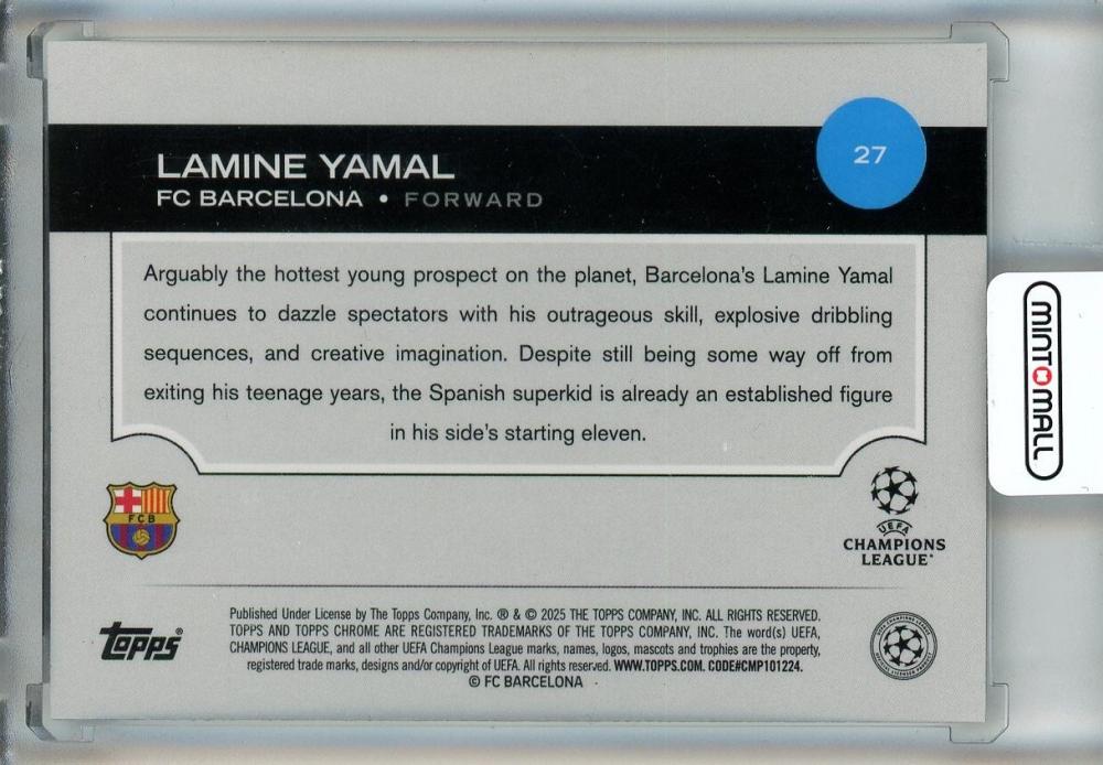 2024-25 Topps Chrome UEFA Club Competitions Lamine Yamal #27 FC Barcelona