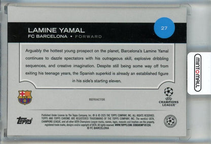 2024-25 Topps Chrome UEFA Club Competitions Lamine Yamal Refractors #27 FC Barcelona