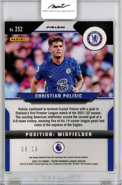 2021-22 Panini Prizm Premier League Christian Pulisic Gold serial #252 card numbered 8 of 10