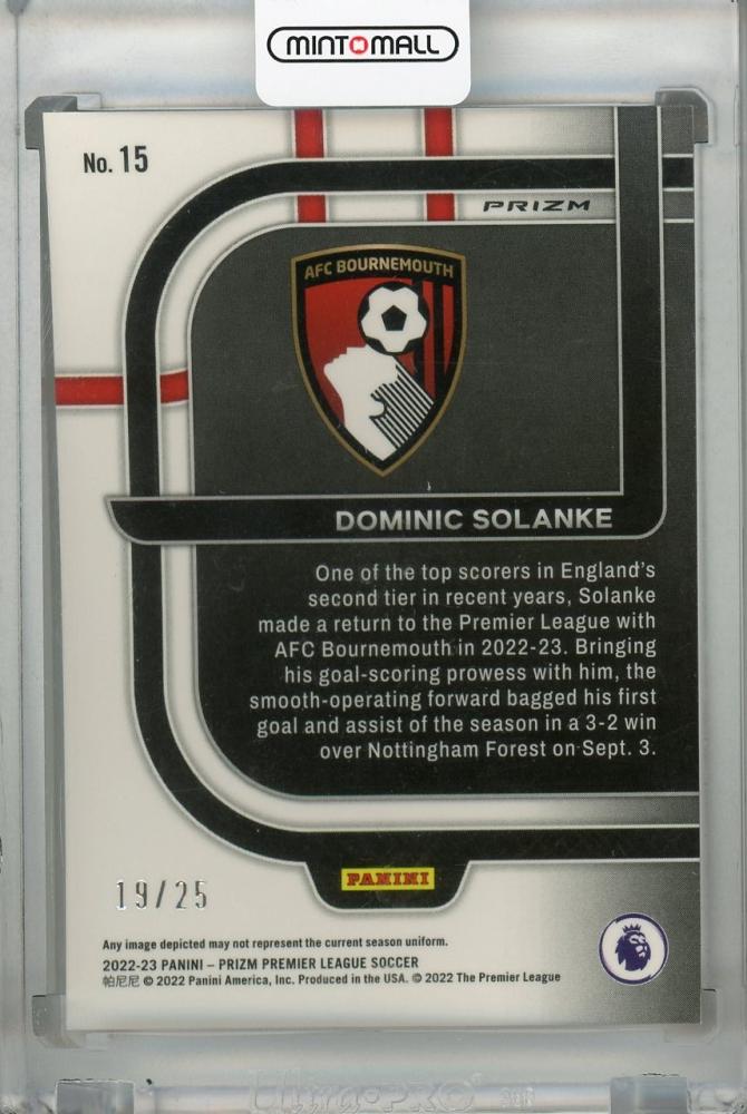 2022-23 Panini Prizm Premier League AFC Bournemouth Dominic Solanke Orange parallel trading card 19 of 25