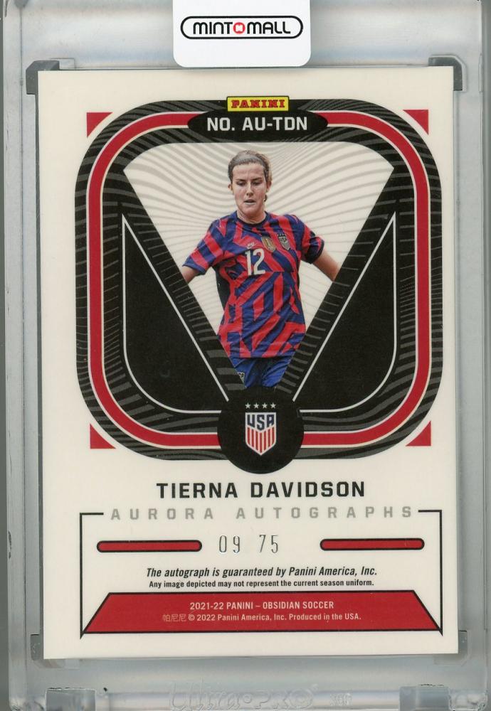 2021-22 Panini Obsidian Tierna Davidson Electric Etch Purple autograph card numbered 09 of 75