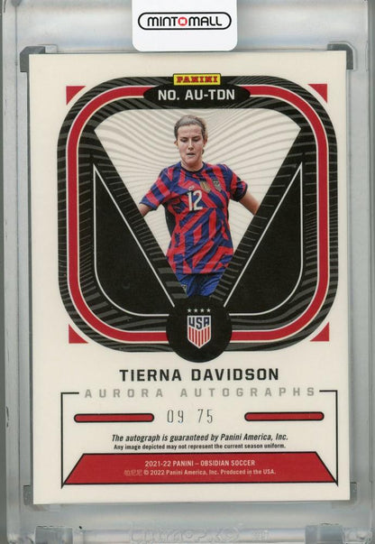 2021-22 Panini Obsidian Tierna Davidson Electric Etch Purple autograph card numbered 09 of 75