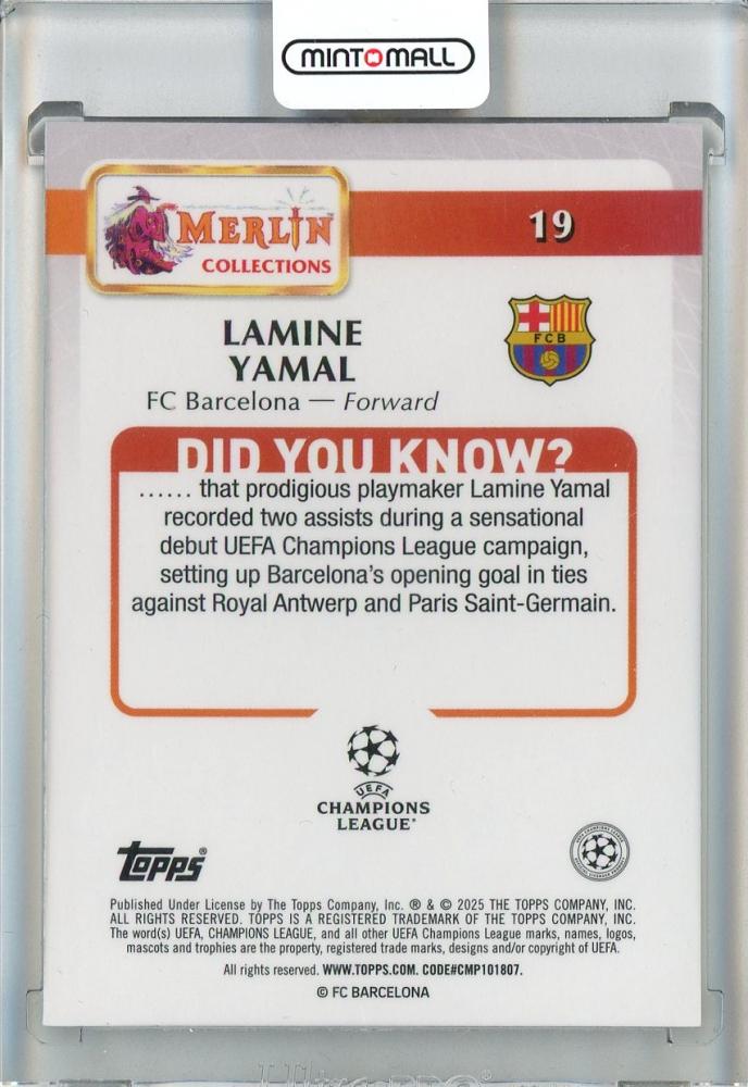 2024-25 Merlin UEFA Club Competitions Lamine Yamal Mini Diamond #19 FC Barcelona
