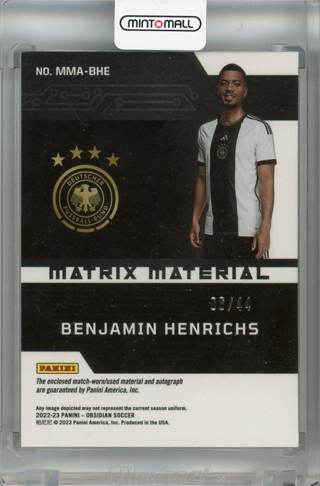 2022-23 Panini Obsidian Benjamin Henrichs Matrix Material Autographs Red Pulsar #1806/44 Germany