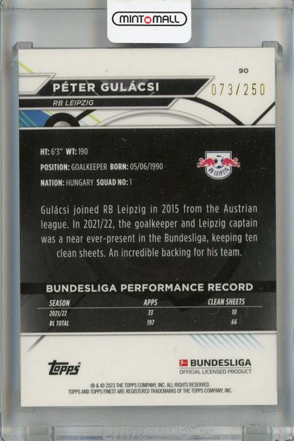 2022-23 Topps Finest Bundesliga Peter Gulacsi Purple Wave #90073/250 RB Leipzig