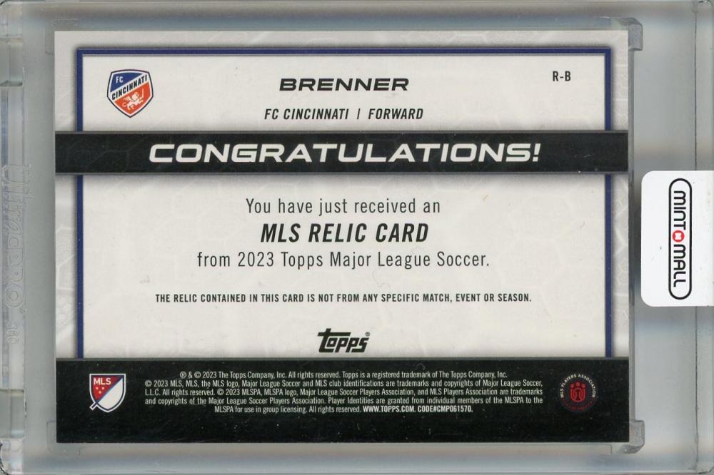 2023 Topps MLS Major League Soccer Brenner Relics #R-B FC Cincinnati