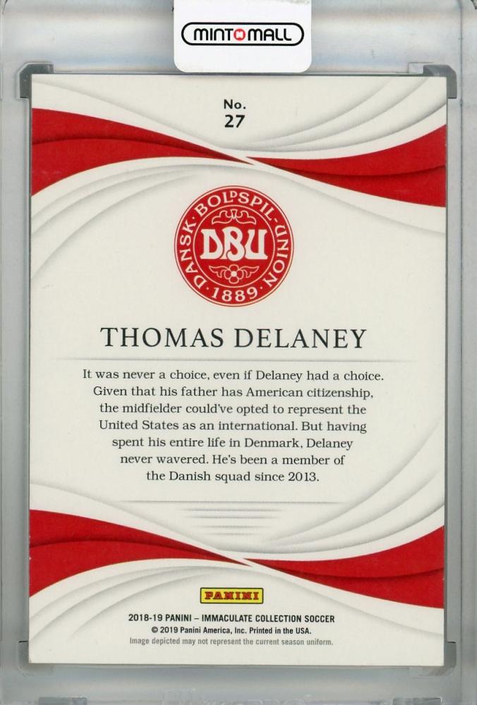2018-19 Panini Immaculate Collection Denmark Thomas Delaney Base Sapphire parallel trading card serial 03/25