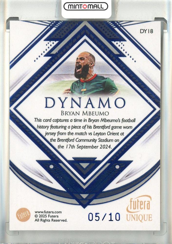 2025 Futera Unique World Football Bryan Mbeumo Dynamo Sapphire #DY1805/10