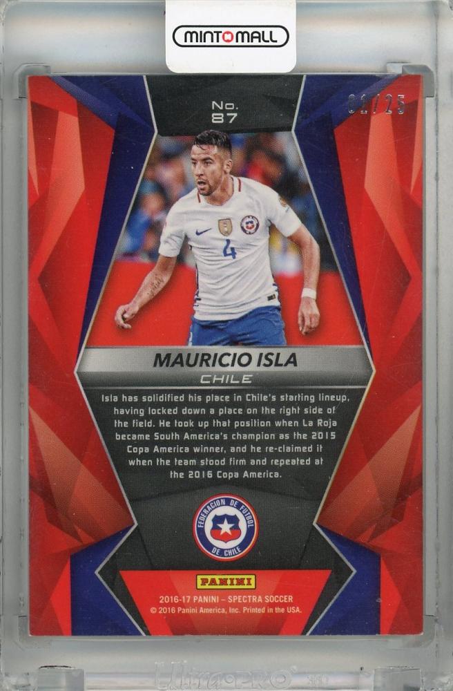 2016 Panini Spectra Mauricio Isla Pink #87 First Number Chile 01/25 ※傷・汚れあり
