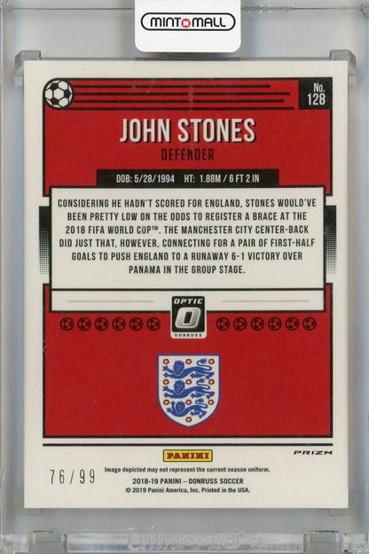 2018-19 Panini Donruss John Stones Orange #128 Damage and dirt inside 76/99 England