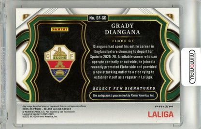 2025-26 Panini Select La Liga Grady Diangana #SF-GD Select Few Signatures La Liga Red Wave Parallel Elche CF