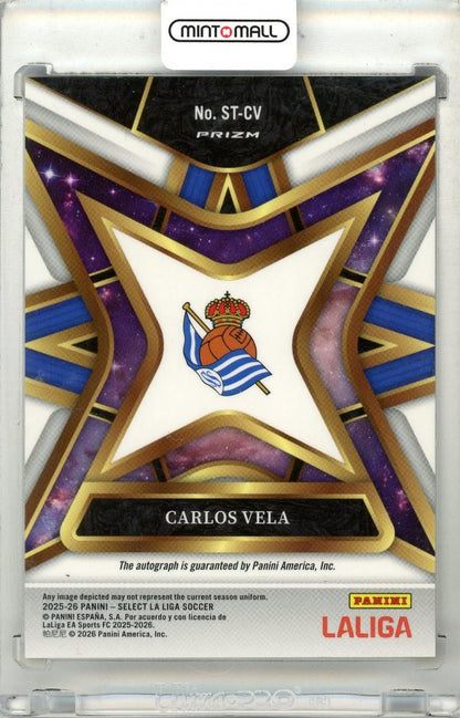 2025-26 Panini Select La Liga Carlos Vela #ST-CV Select Stars Signatures La Liga Red Wave Parallel Real Sociedad