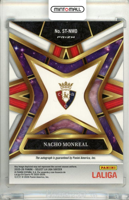 2025-26 Panini Select La Liga Nacho Monreal #ST-NMO Select Stars Signatures La Liga Red Wave Parallel CA Osasuna