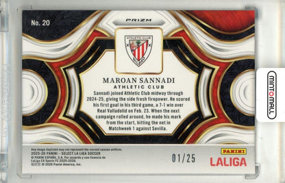2025-26 Panini Select La Liga Maroan Sannadi #20 Snapshot Pink Parallel01/25 First Number Athletic Club