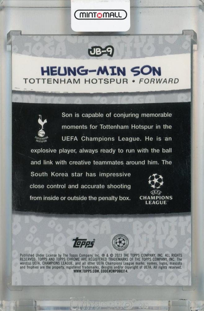 2022-23 Topps Chrome UEFA Club Competitions Heung-min Son Joga Bonito #JB-9 Tested & Working ※Initial Damage Tottenham Hotspur