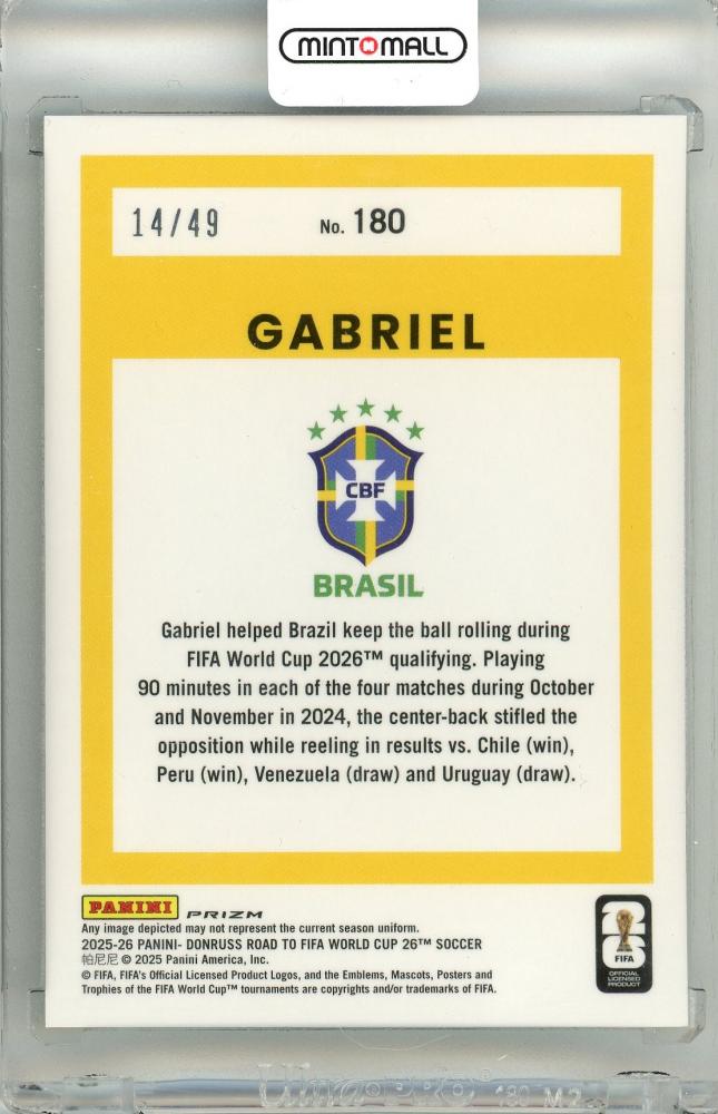 2025-26 Panini Donruss Road To FIFA World Cup 26 SOCCER Gabriel #180 Base – Optic Teal Mojo Parallel 14/49 Brasil