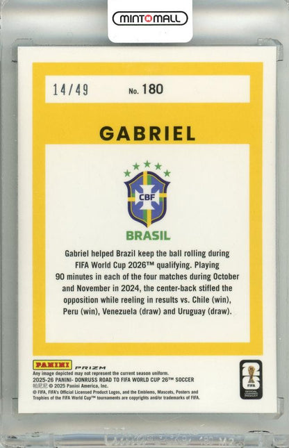 2025-26 Panini Donruss Road To FIFA World Cup 26 SOCCER Gabriel #180 Base – Optic Teal Mojo Parallel 14/49 Brasil