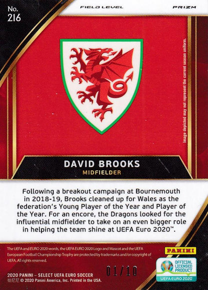 2020 Panini Select UEFA Euro Preview Wales David Brooks Base Field Level Gold card numbered 01 out of 10