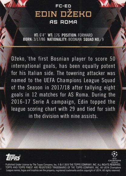 2018-19 Topps Finest UEFA Champions League Edin Dzeko AS Roma Parallel card numbered 46 out of 50
