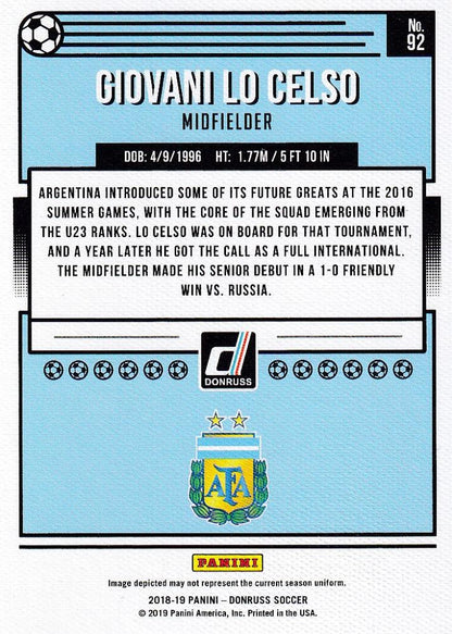 2018-19 Donruss Argentina Giovani Lo Celso Base Canvas parallel card numbered 06 out of 25