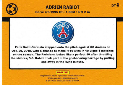 2018-19 Donruss Tribute Gold Adrien Rabiot Paris Saint-Germain trading card number 46 out of 75