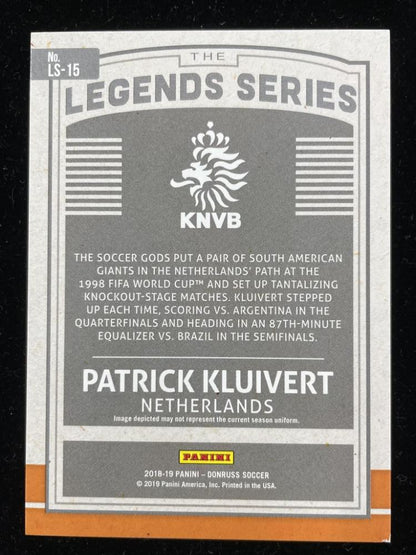 2018-19 Donruss Netherlands Patrick Kluivert Legends Series Blue parallel card serial numbered 04/10