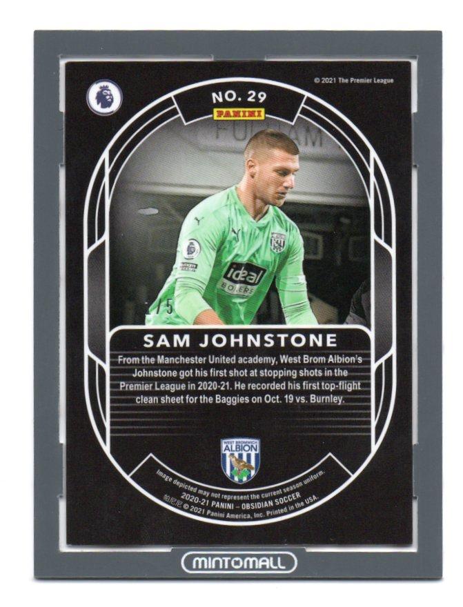 2020-21 PANINI Obsidian Sam Johnstone Pitch Black Red trading card serial number 1 of 5