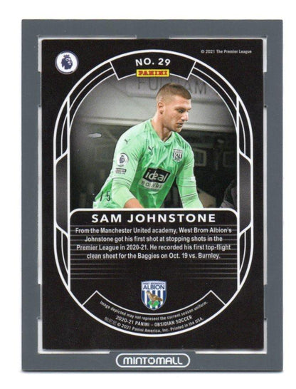 2020-21 PANINI Obsidian Sam Johnstone Pitch Black Red trading card serial number 1 of 5