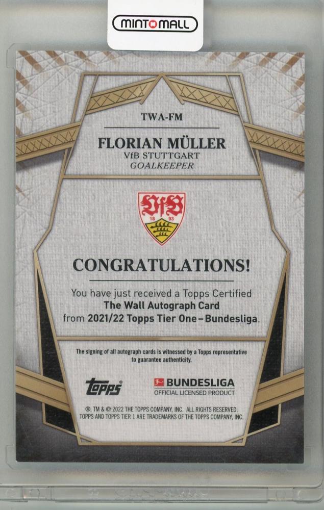 2022 TOPPS BUNDESLIGA Florian Muller AUTO008/106 VfB STUTTGART GOALKEEPER