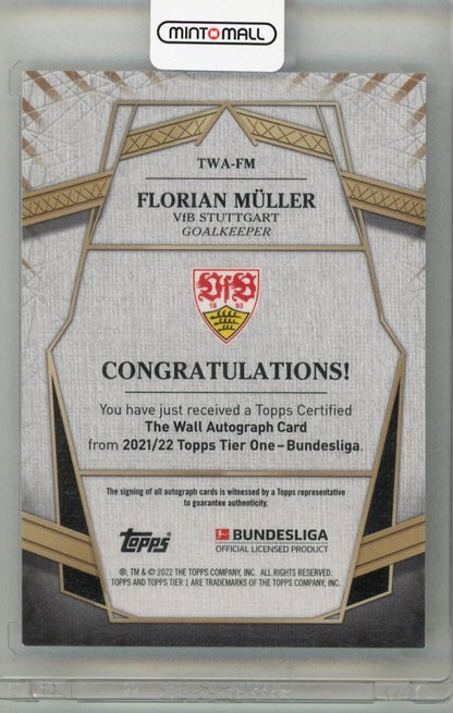 2022 TOPPS BUNDESLIGA Florian Muller AUTO008/106 VfB STUTTGART GOALKEEPER