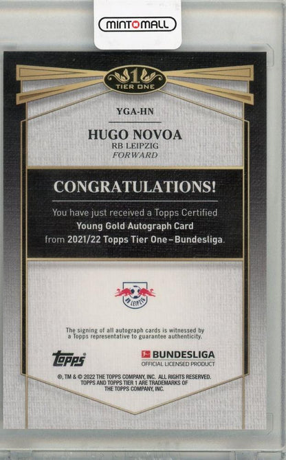 2022 TOPPS BUNDESLIGA Hugo Novoa AUTO15/50 RB LEIPZIG FORWARD