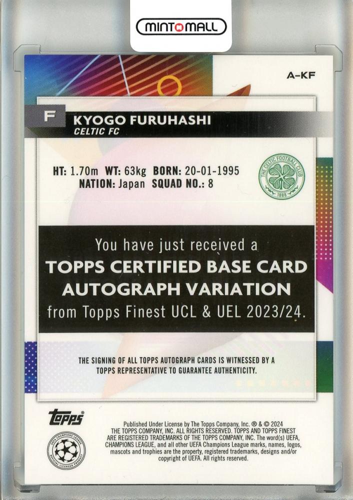 2023-24 Finest UEFA Club Competitions Kyogo Furuhashi Autographs #AKF Celtic FC
